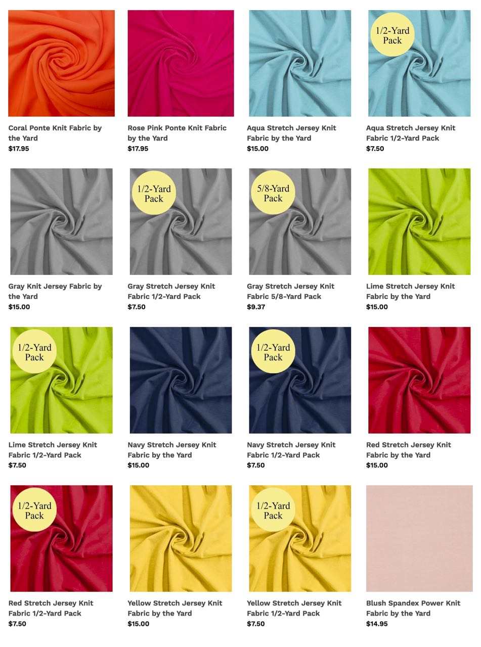 Shop for Jersey Knit Fabrics and Shop for Ponte Knit Fabrics at ShopNZP.com