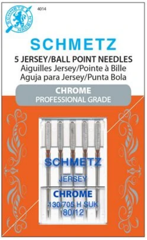 Schmetz Chrome Jersey/Ball Point Needles, Size 80/12